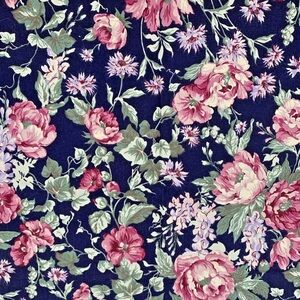 VTG Hoffman CA Fabrics Navy Blue Pink Cottagecore Floral Coventry Collection 1yd